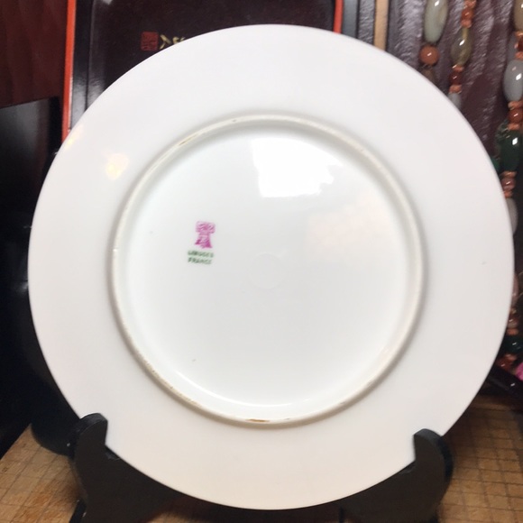 Limoges, France Plate 8.5”D Pink White Yellow Roses Gold Brushed Rim - Picture 7 of 11